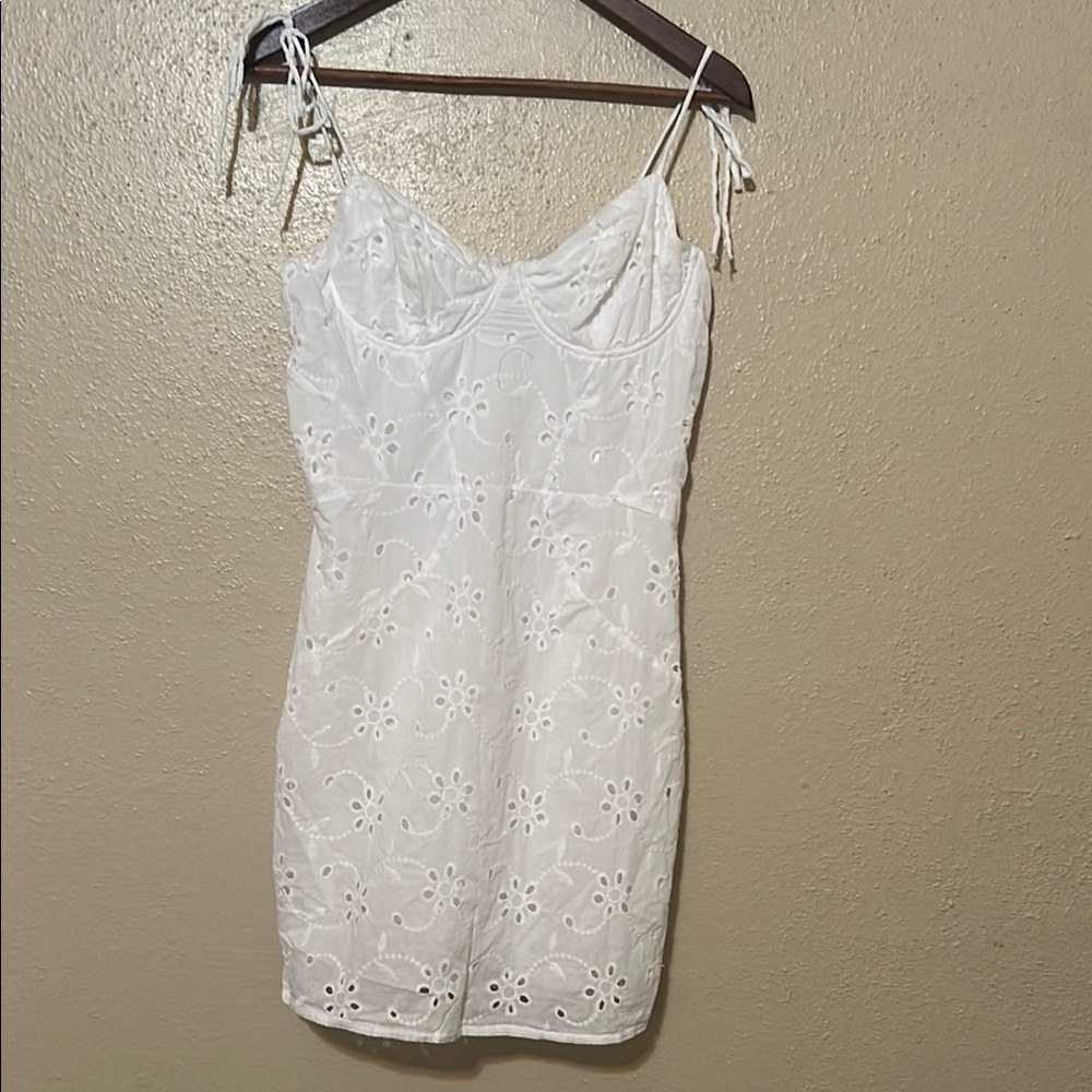 Elegant White Eyelet Mini Dress
